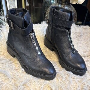 Dolce Vita Black Leather Combat Boots